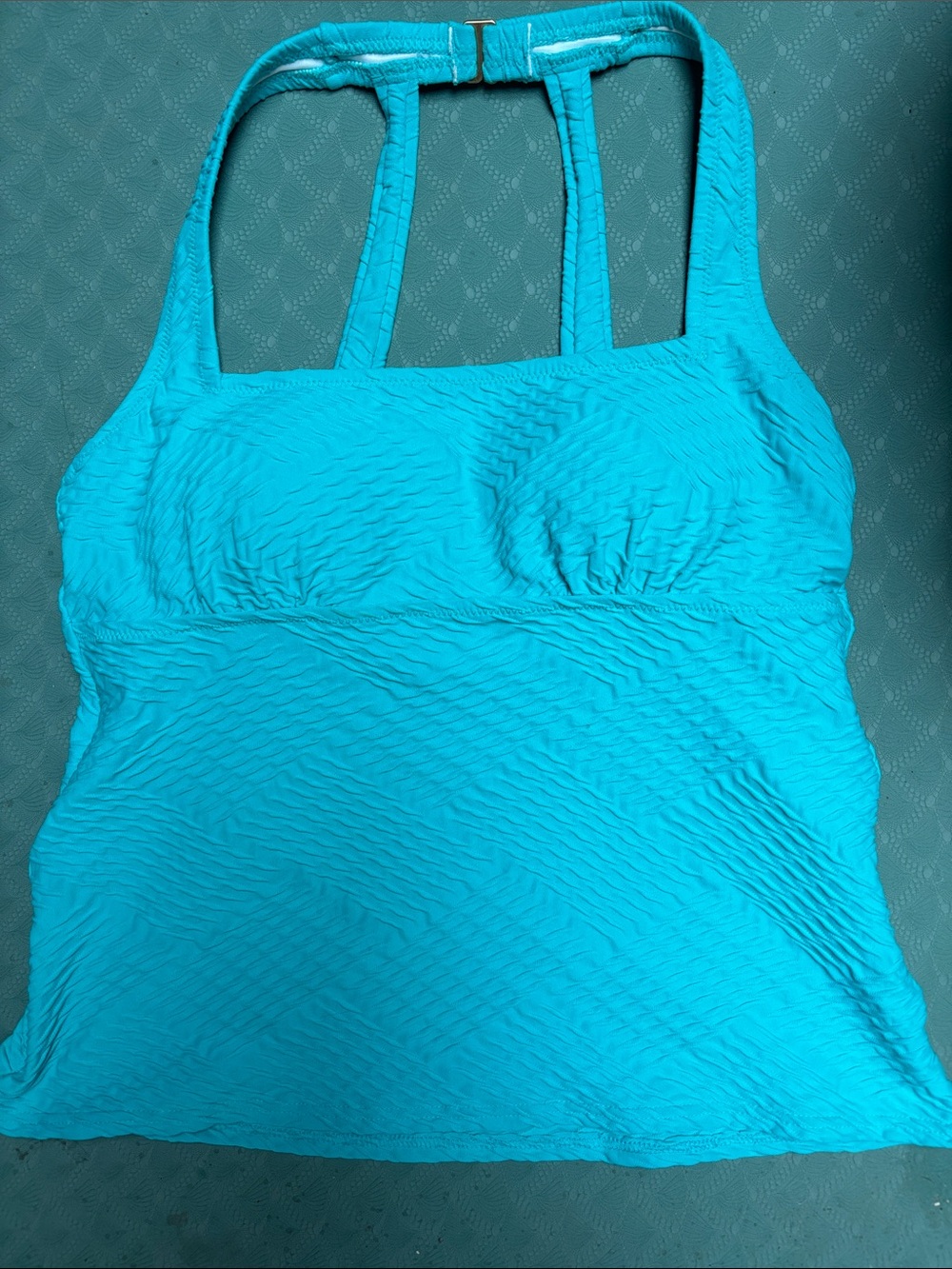 Lands' End Turquoise Textured Swim Sports Bra Top